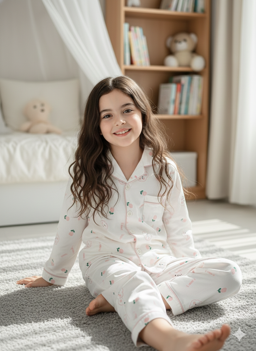 Unisex Pink Rose Hosiery Nightsuit