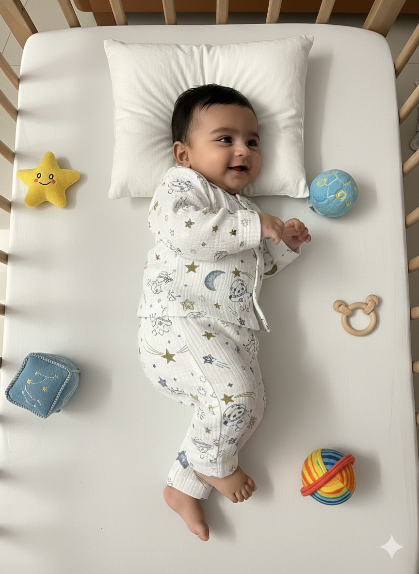 Baby Moon Star Print Muslin Suits