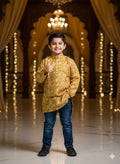 Boys Mustard Silk Kurta