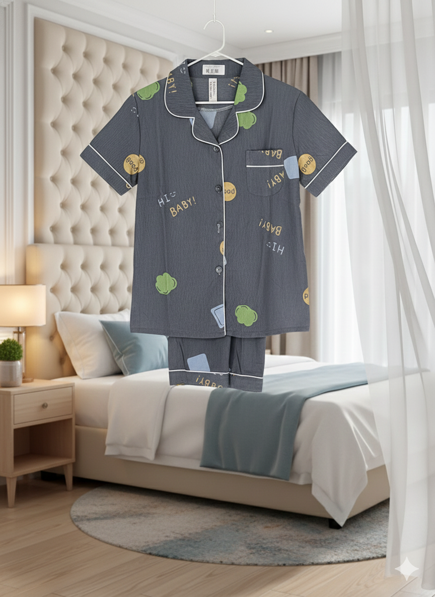 Unisex Dark Grey Crushed Nightsuit