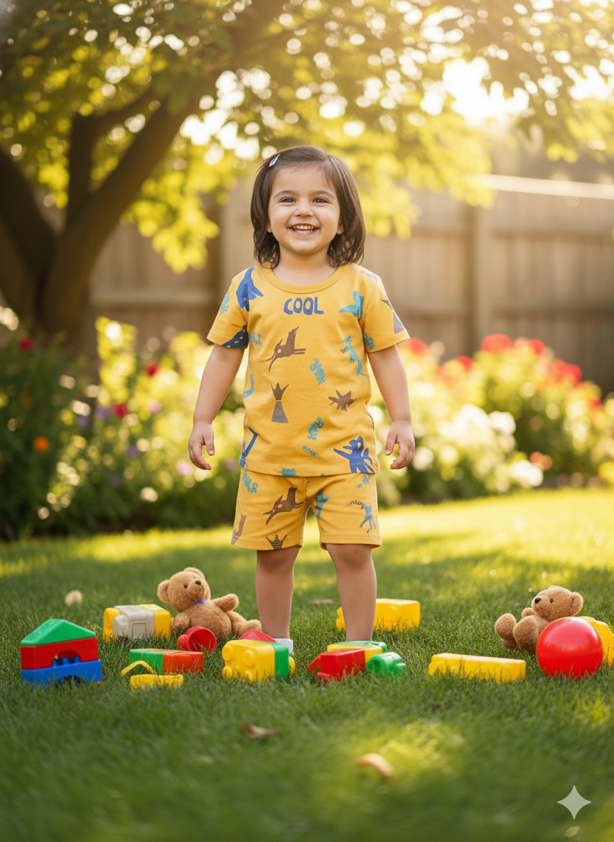 Unisex Yellow Cool Roar Cords Sets