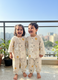 Unisex Yellow Smiley Muslin Nightsuit