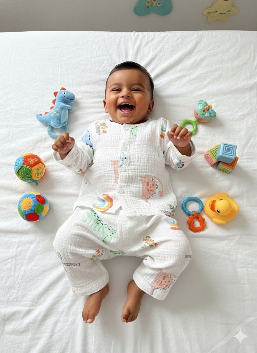 Baby Rainbow Print Muslin Suits