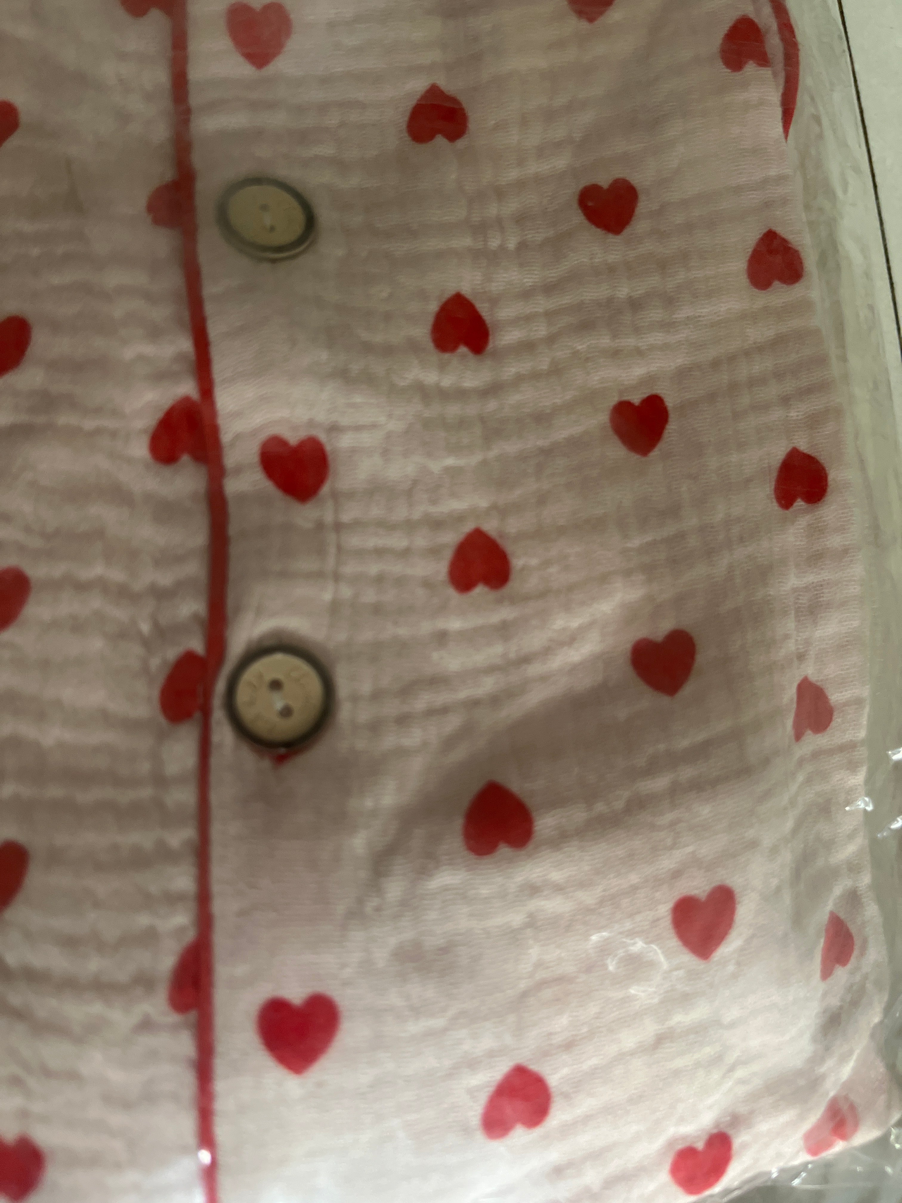 Muslin Pink and Red Heart Night Dress