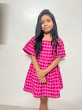 Girls Pink Checks Frock