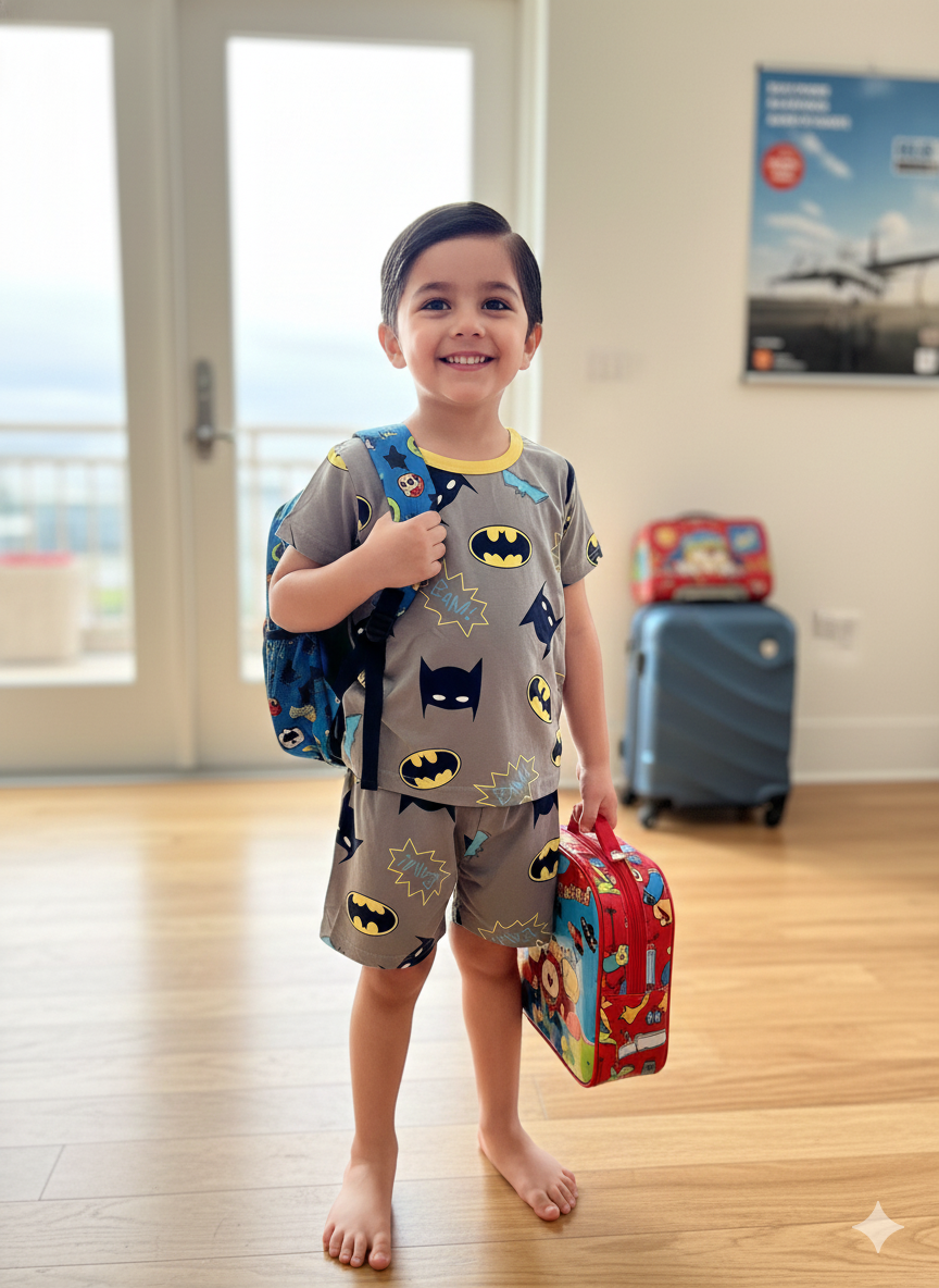 Unisex Brown Yellow Batman Cords Sets