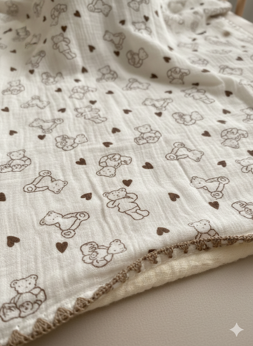 Kids Brown Teddy Heart Blanket