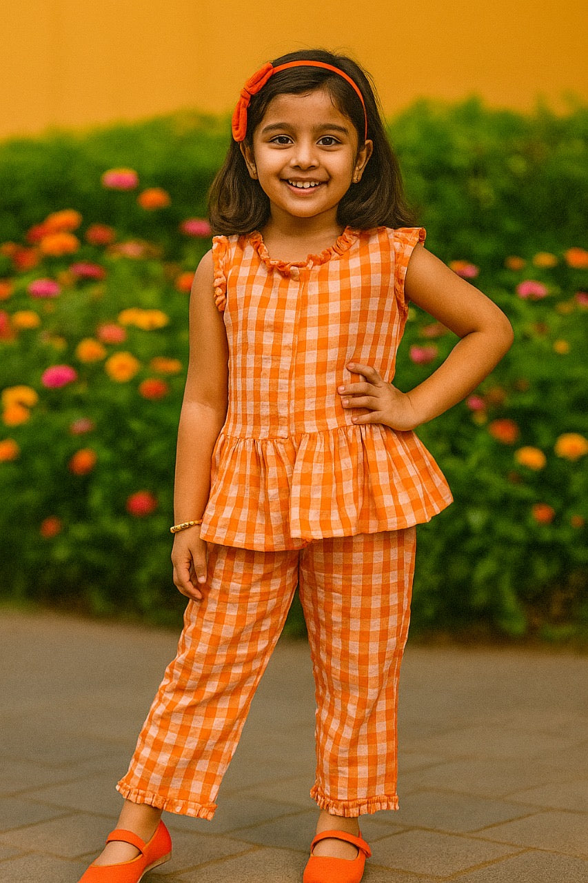 Girls Orange Checks 3-Piece