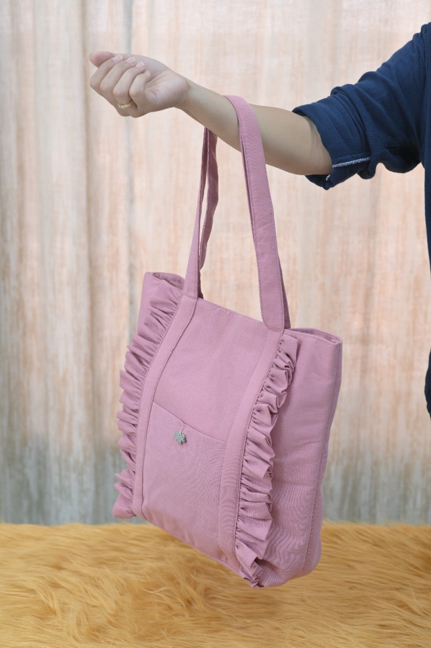 Ruffle trio handbags