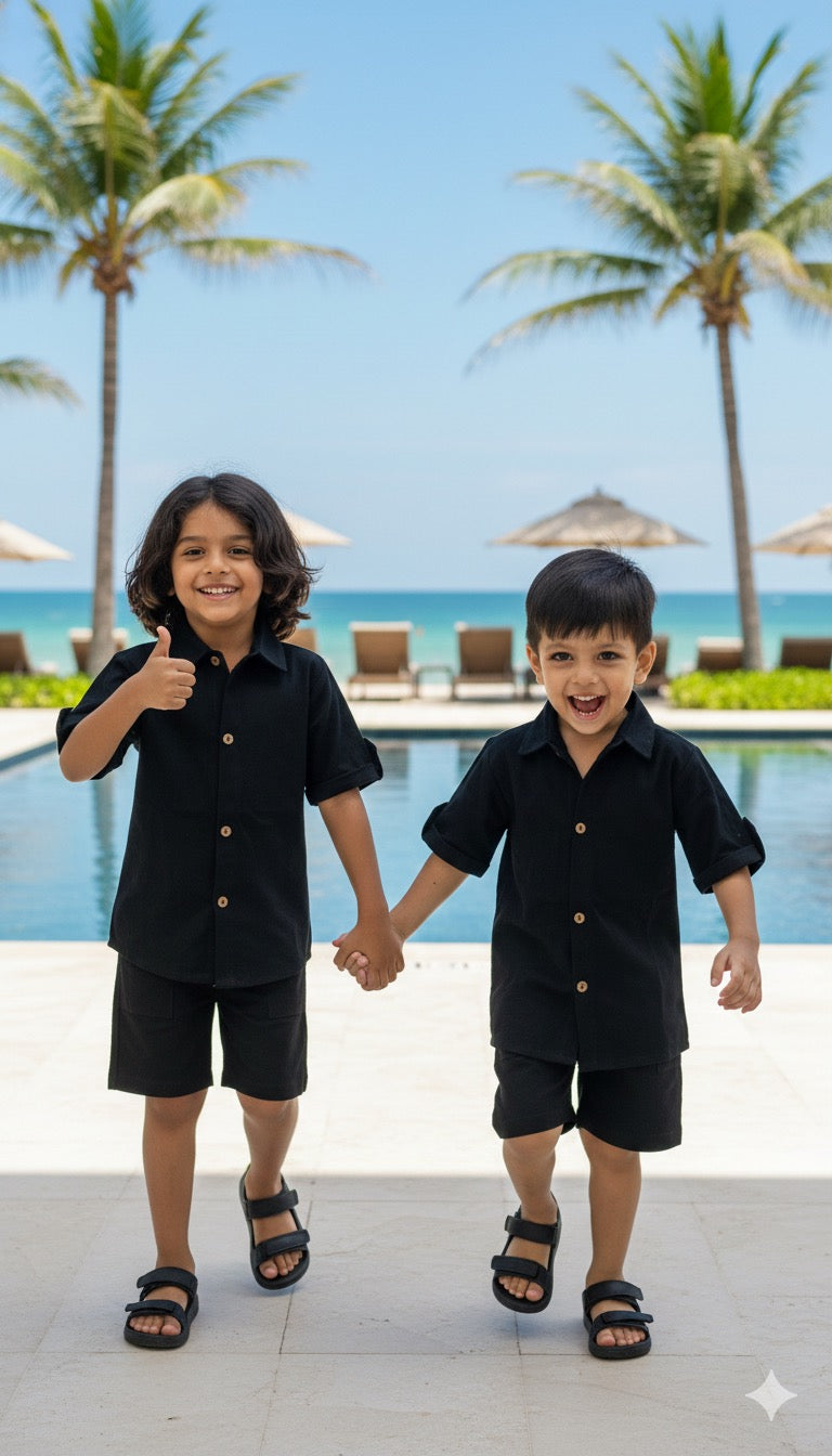 Boys Black Denim Cords Set