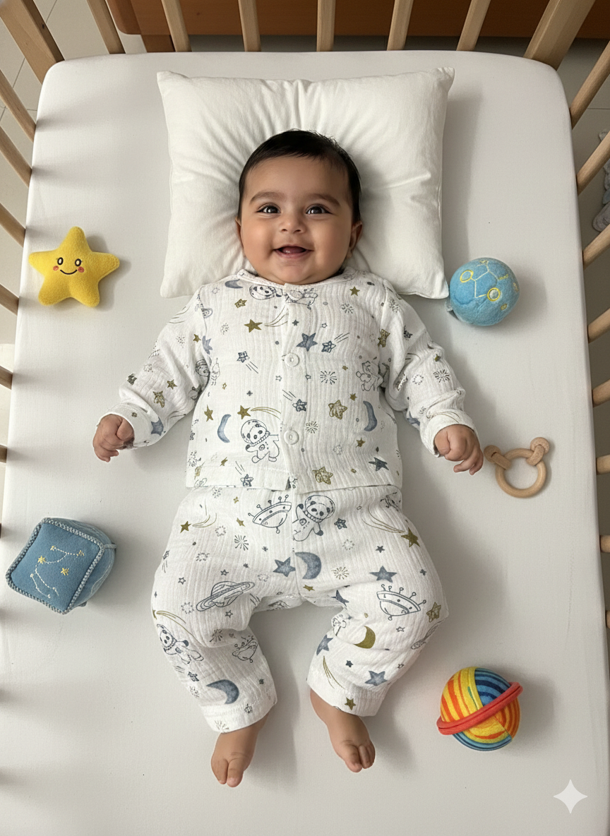 Baby Moon Star Print Muslin Suits