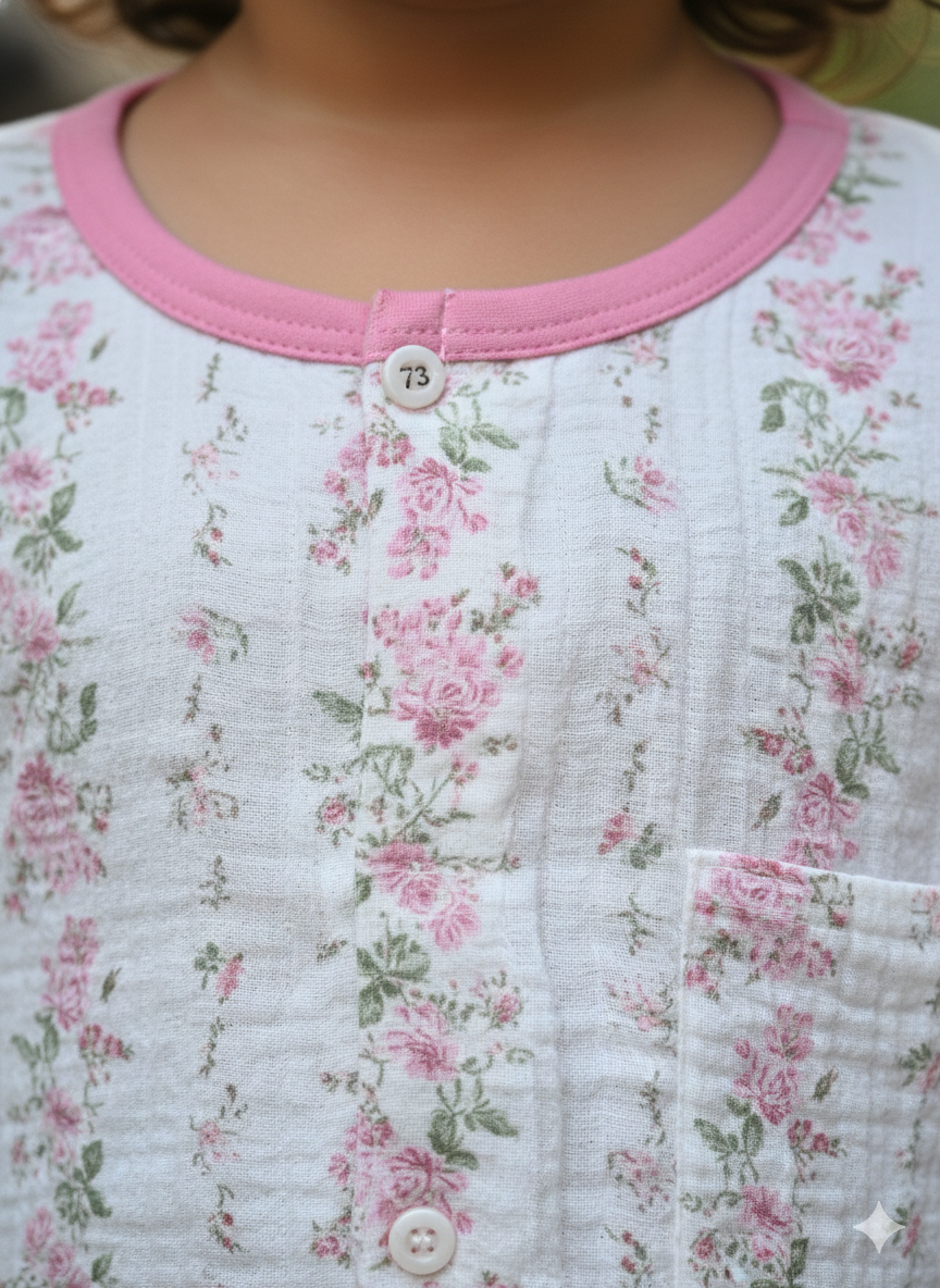 Girls Pink Flower Shorts Cords Set