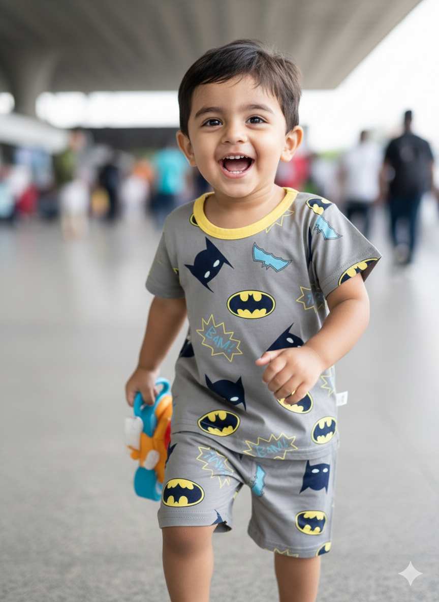 Unisex Brown Yellow Batman Cords Sets