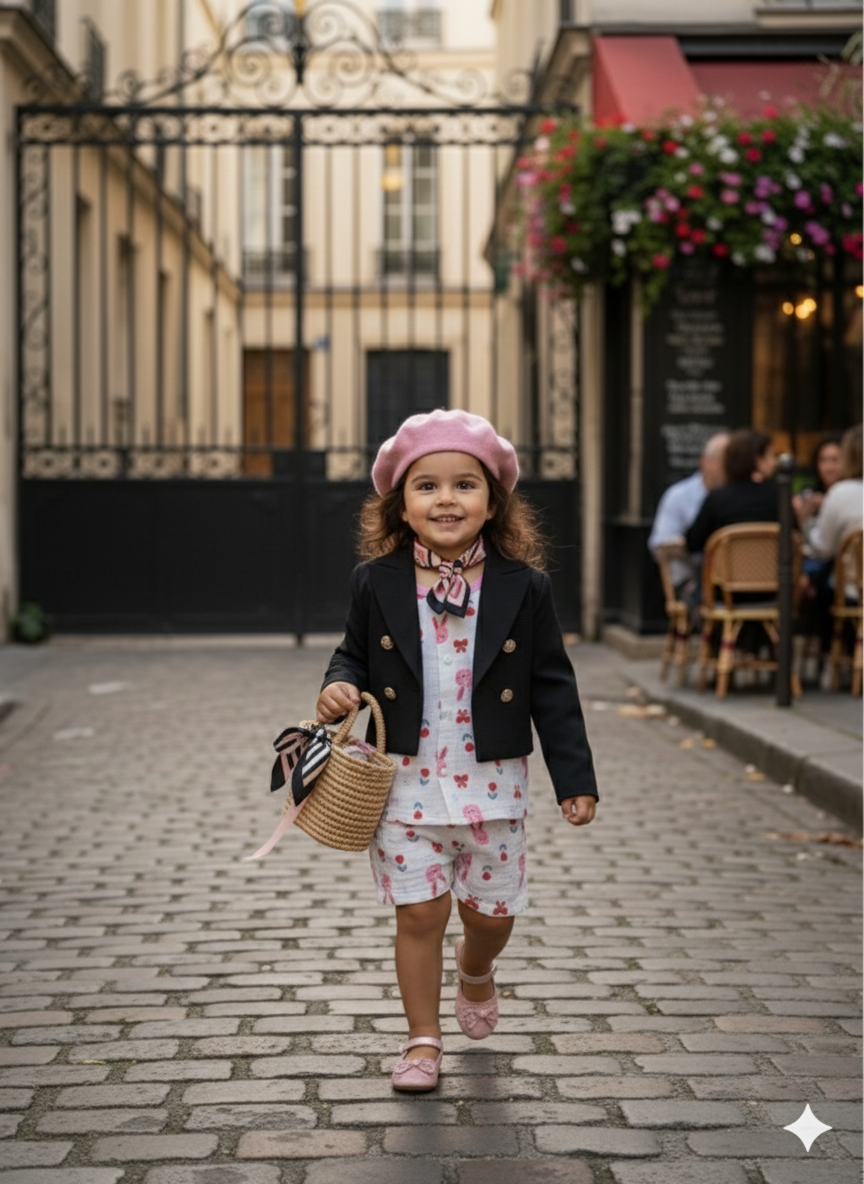 Girls Pink Bunny Bow Cords Set