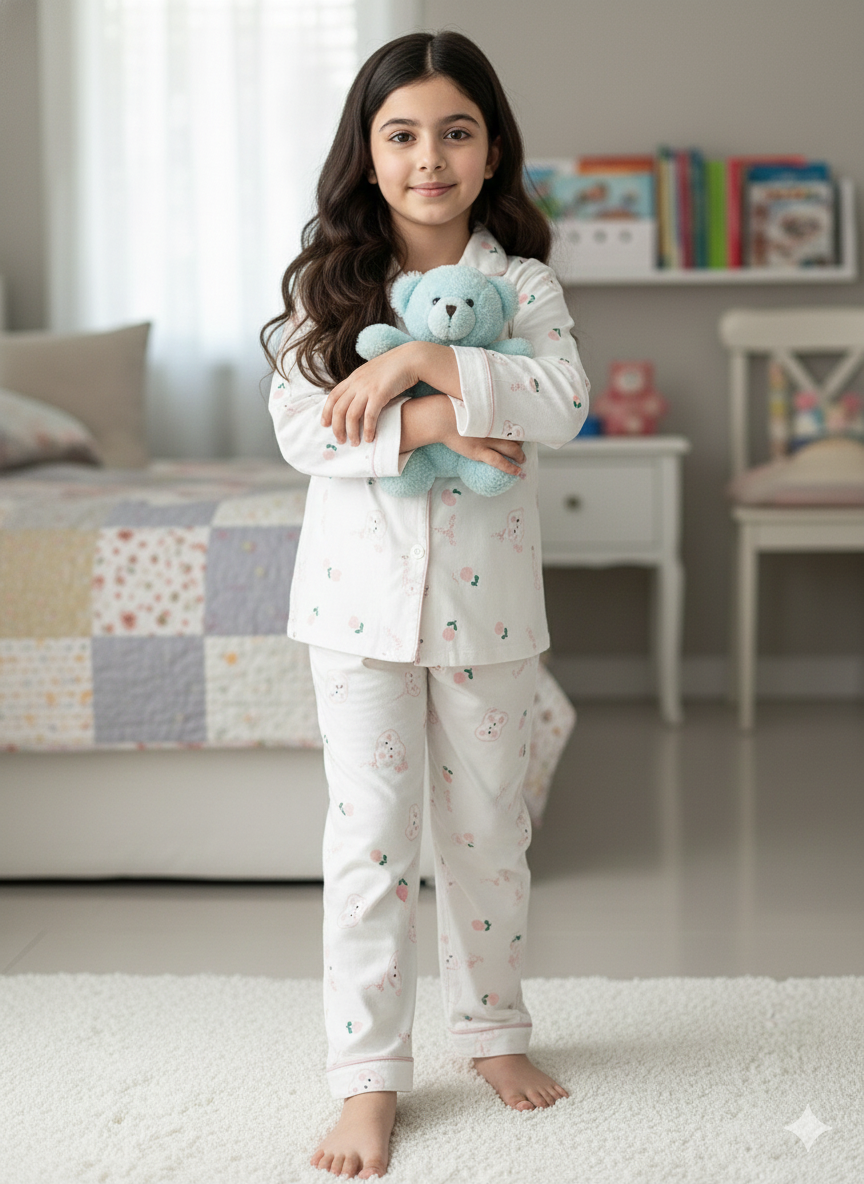 Unisex Pink Rose Hosiery Nightsuit