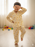 Unisex Yellow Sheep Print Cotton Nightsuit