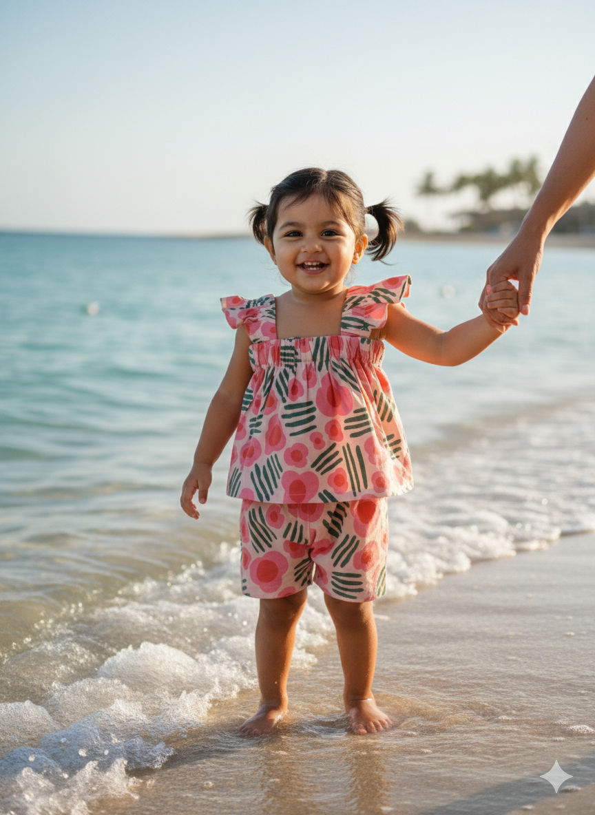 Girls Floral Print Cords Set