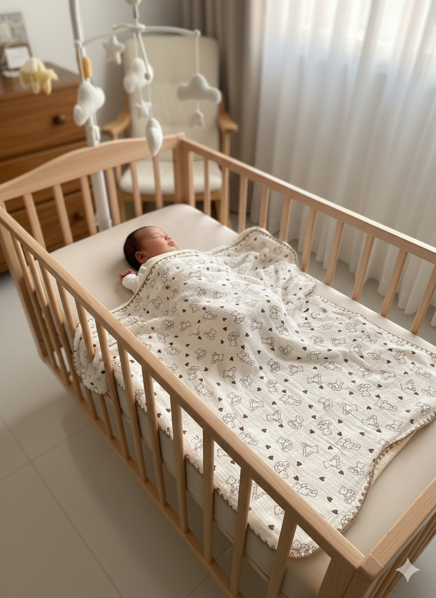Kids Brown Teddy Heart Blanket