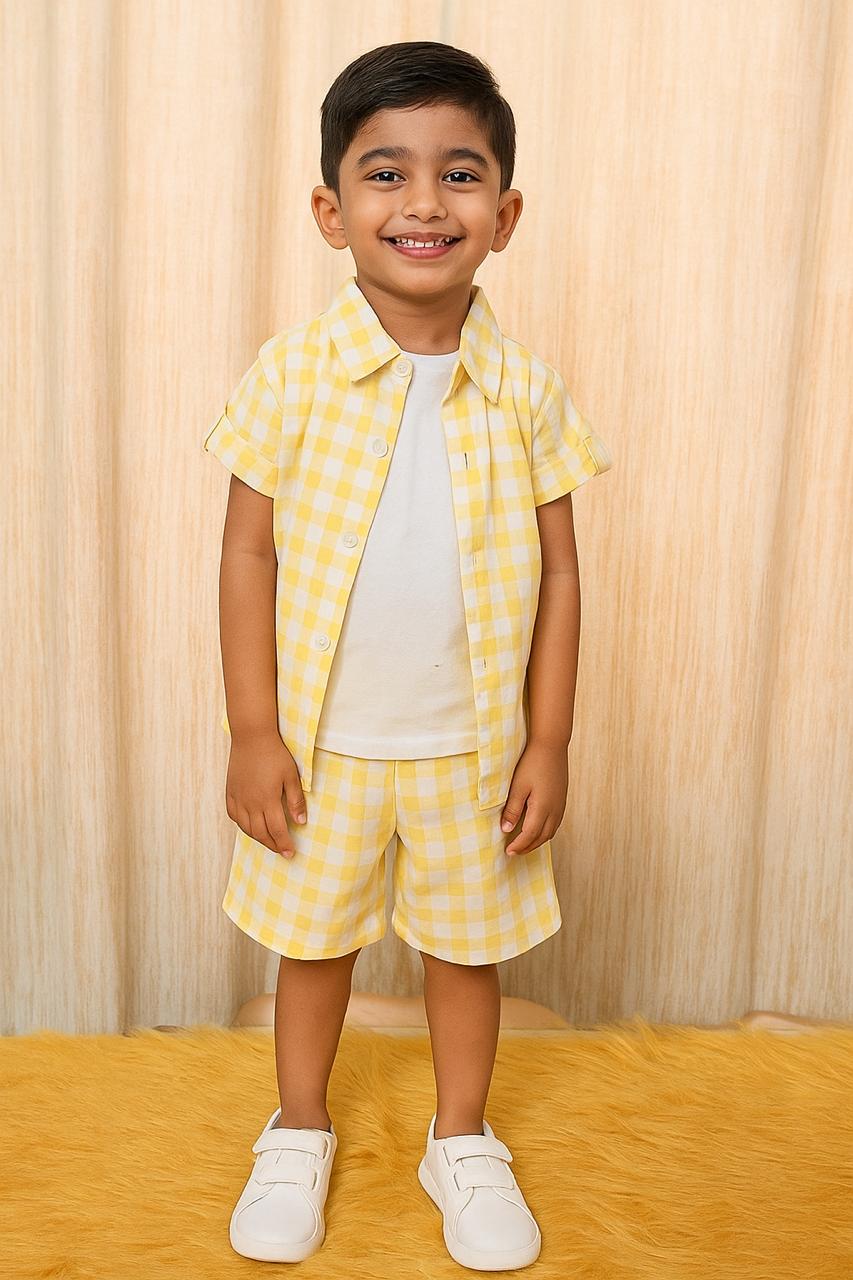 Boys Yellow Checks Co-Ords