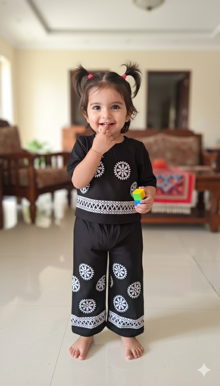 Girls Black and White Cords Set