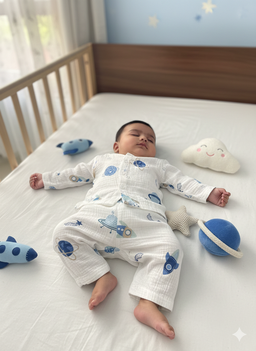 Baby Space Star Print Muslin Suits