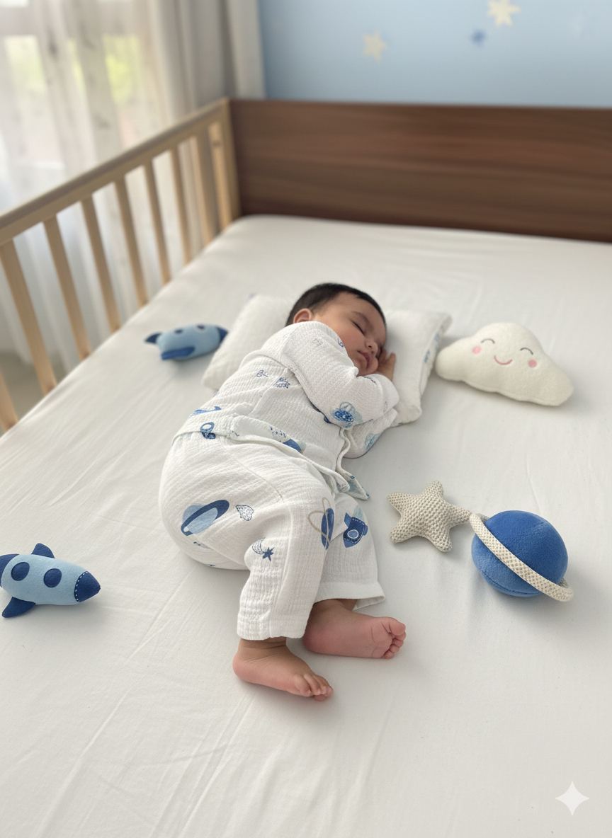 Baby Space Star Print Muslin Suits