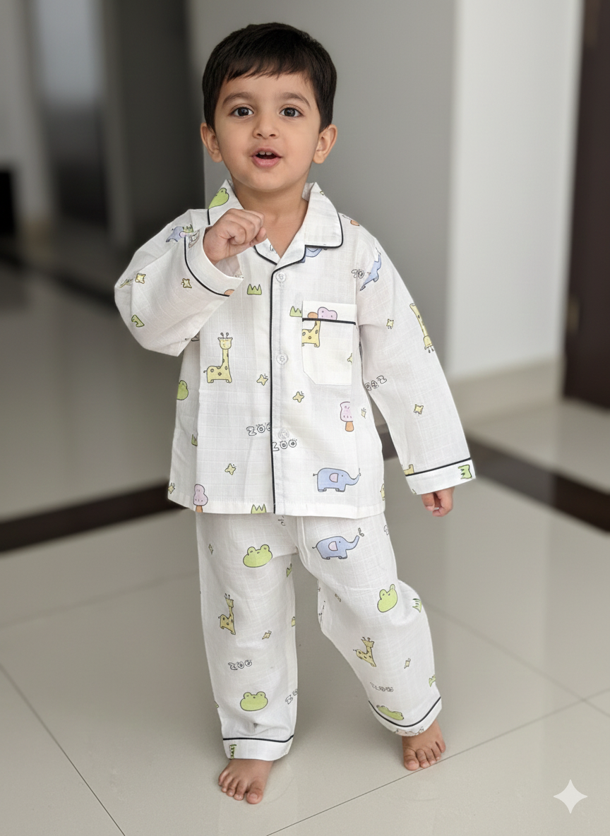 Unisex Pink Giraffe Bamboo Muslin Nightsuit