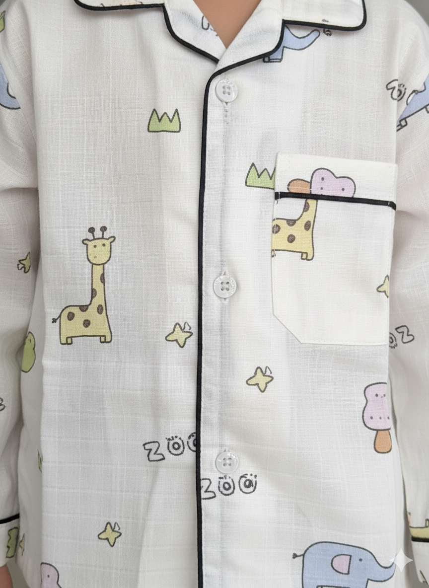 Unisex Pink Giraffe Bamboo Muslin Nightsuit