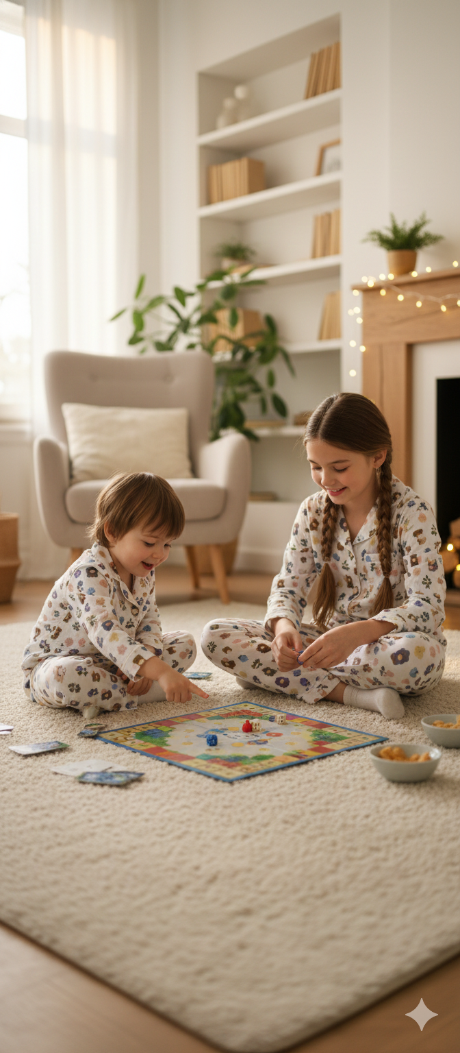 Unisex White and Brown Flower Print Muslin Nightsuit