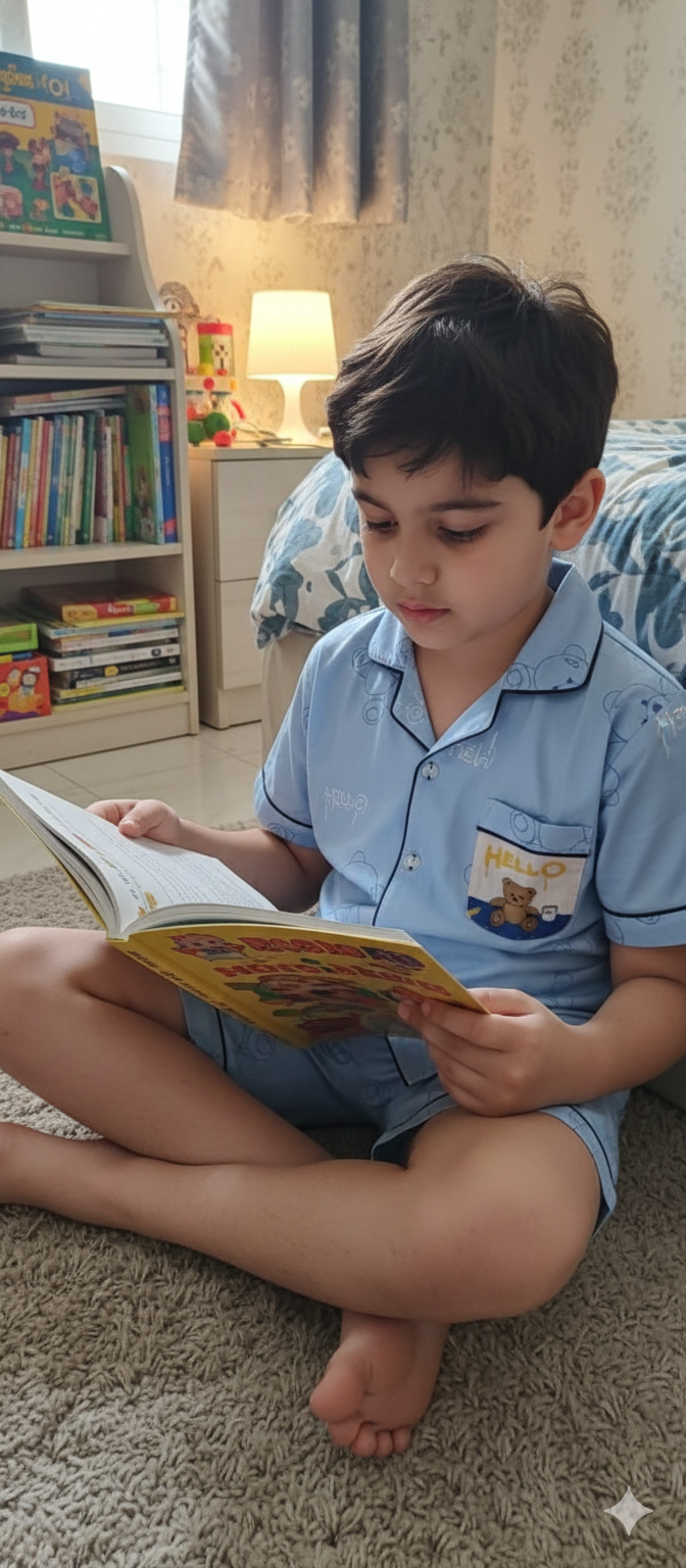 Boys Blue Teddy Shorts Nightsuit