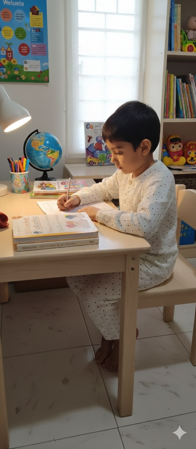 Unisex White and Blue Square Print Muslin Nightsuit